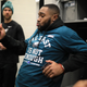 Eagles running back Miles Sanders imagines that his belly is full of delicious Seattle Seahawks.